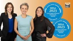 Helen Avis (centre), Finance Director at Specialist Mortgage, and her team, including mortgage brokers Charlotte Greer (right) and Carolyn Xaftellis (left), have been nominated for two MFAA State Excellence Awards.