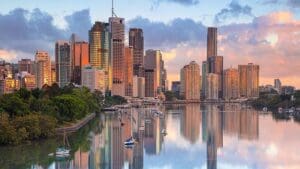 Brisbane. Cityscape image of Brisbane skyline during sunrise in Australia.